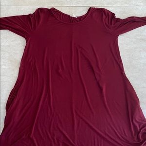 Maroon long sleeve tee shirt dress WITH POCKETS